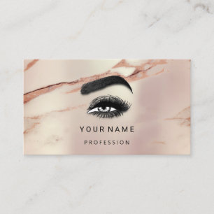 Cartão De Visita Eyelash Brow Makeup Marble Rosa QR Copper