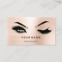 Cartão De Visita Eyelash Brows Microblade. Rosa de logotipo do CÓDI