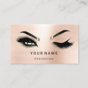 Cartão De Visita Eyelash Brows Microblade. Rosa de logotipo do CÓDI