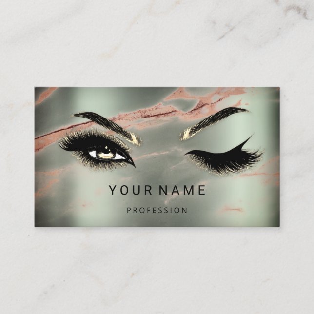 Cartão De Visita Eyelash Brows Microblade. Teto do marble do logoti (Frente)