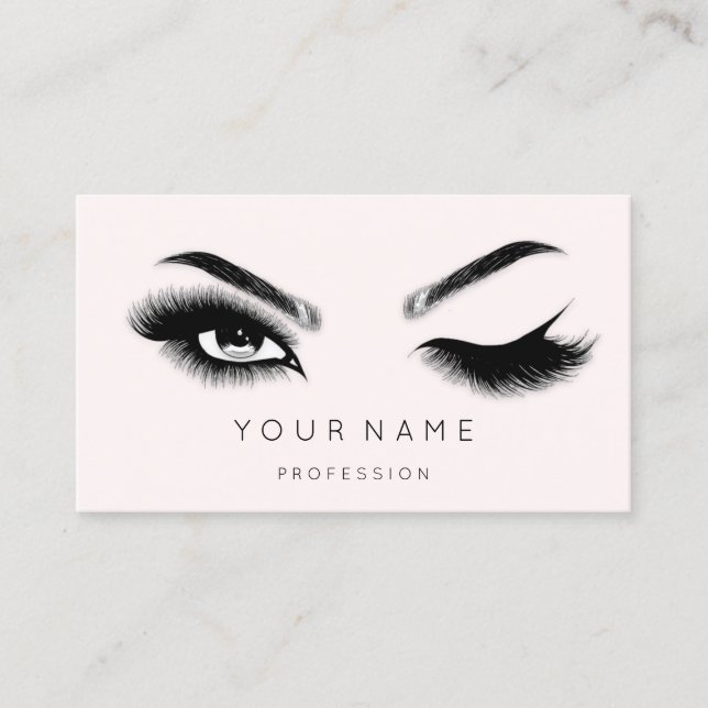 Cartão De Visita Eyelash Brows Microblading QRCODE Logo Pink Pastel (Frente)