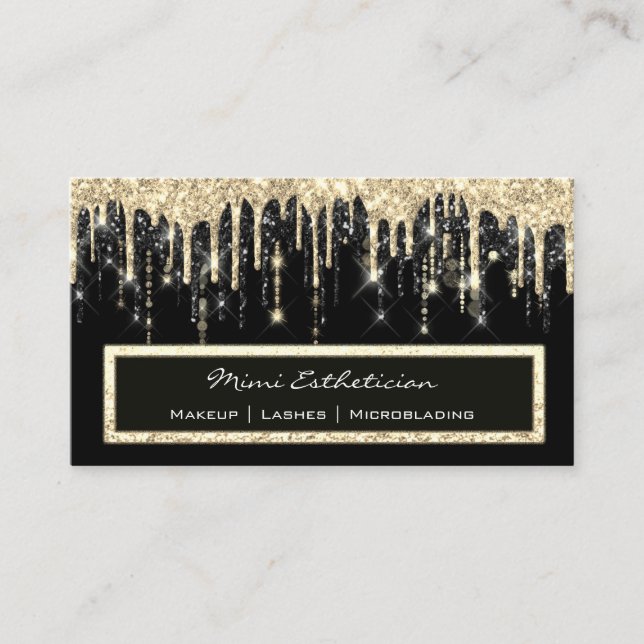 Cartão De Visita Eyelash de Eyelash de Eyelash de Elevação Dourada (Frente)