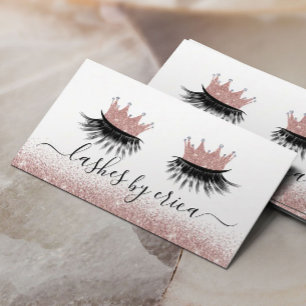 Cartão De Visita Eyelash Diva, Coroa Rosa, Lashes Salão