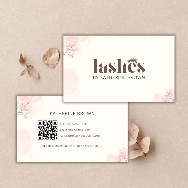Cartão De Visita Eyelash Extension Branding Lash Artista QR Code (Eyelash Extension Branding Lash Artist QR Code Business Card)