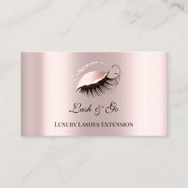 Cartão De Visita Eyelash Extension Brows Makeup Artista Rosa de lux (Frente)