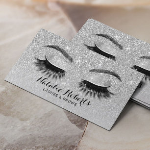Cartão De Visita Eyelash Extensions Silver Glitter Beaut Salon