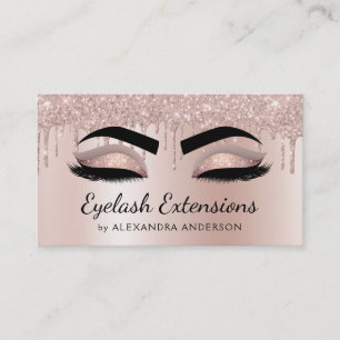 Cartão De Visita Eyelash Extensões Diminuindo o Rosa Dourado