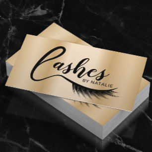 Cartão De Visita Eyelash Extensões Lashes Tipografia Dourada Salã