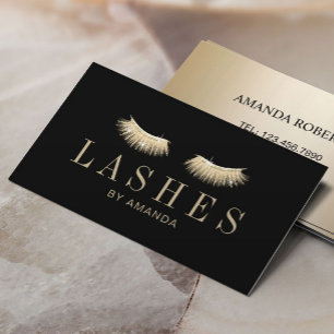 Cartão De Visita Eyelash Extensões Makeup Artista Moderno Preto Dou