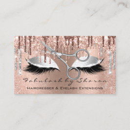Cartão De Visita Eyelash Hairdresser Stylist Tesoura Rosa Silver