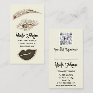 Cartão De Visita Eyelash Logotipo de Maquiagem de Ouro QR Código Li