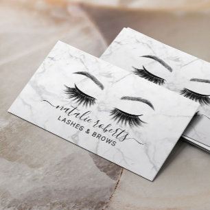 Cartão De Visita Eyelash Makeup Artist Lashes & Brows Salon Marble