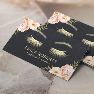 Cartão De Visita Eyelash Makeup Artist Vintage Floral Beauty Salon