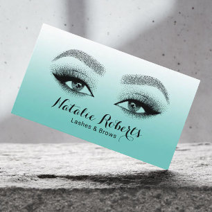 Cartão De Visita Eyelash Makeup Artista Elegante Bela Teal Salão