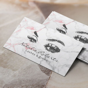 Cartão De Visita Eyelash Makeup Artista Moderno Marble Beauty Salon