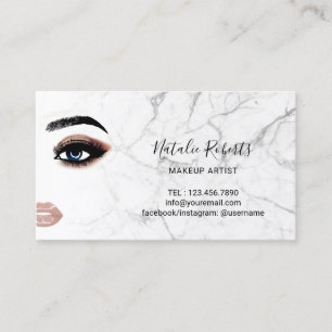 Cartão De Visita Eyelash Makeup Artista Trendy Marble Beauty Salon