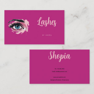 Cartão De Visita Eyelash Minimalista Rosa-Rosa-Rosa