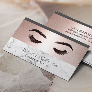 Cartão De Visita Eyelash Olhos Maquiagem Rosa Marble Salon Dourado