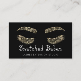Cartão De Visita Eyelash Preto de Maqueamento de Microbexiga Dourad