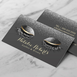 Cartão De Visita Eyelash preto Extensões Lash Moderno Salão