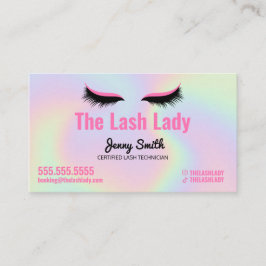 Cartão De Visita EyeLash Tech Lash Beauty Salon Holographic Rainbow