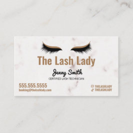 Cartão De Visita EyeLash Tech Lash Beauty Salon Luxe Marble Dourado