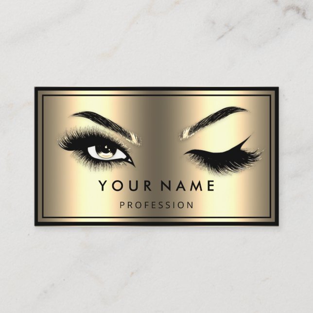 Cartão De Visita Eyelashes do logotipo QR personalizados Faux Doura (Frente)