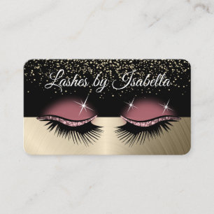 Cartão De Visita Eyelashes - Largura Dourada Rosa 