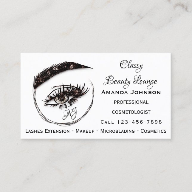 Cartão De Visita Eyelashes Makeup Microblade Logo QrCode Brown (Frente)