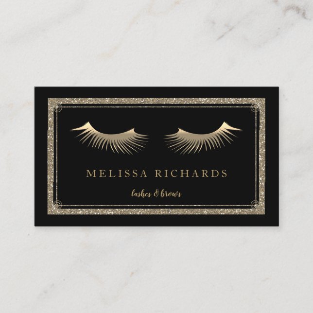 Cartão De Visita Eyelashes Profissionais Makeup Artistas Black Busi (Frente)