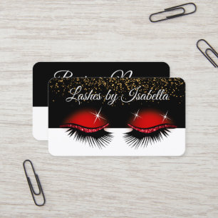 Cartão De Visita Eyelashes Vermelhos