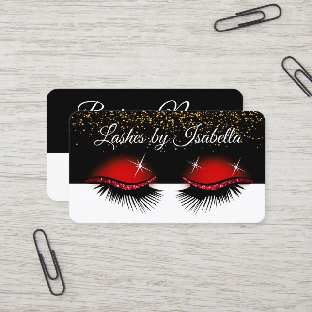 Cartão De Visita Eyelashes Vermelhos (Frente/Verso In Situ)