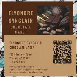 Cartão De Visita Fabricante de Chocolate Marrom Refinado Foto Códig