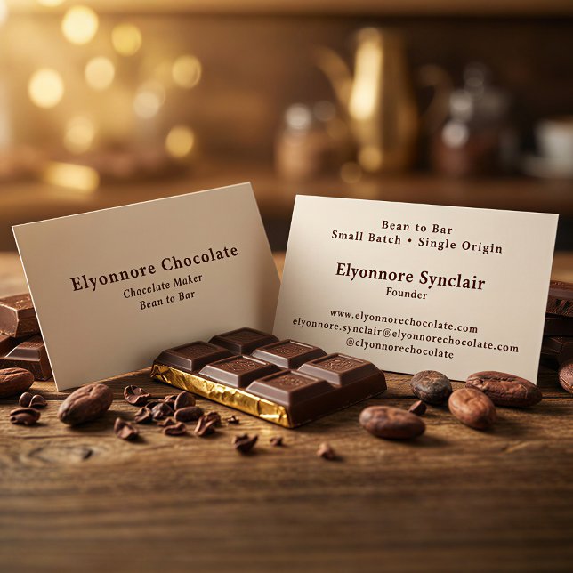 Cartão De Visita Fabricante de Chocolate Mínimo de Feijão a Barra (Criador carregado)