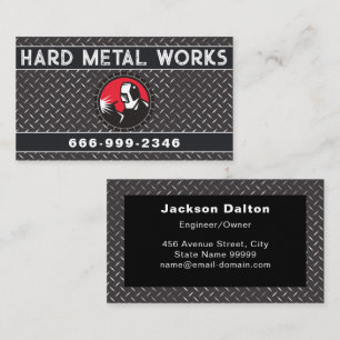 Cartão De Visita Fabricante de Metal Preto Brilhante Profissional 