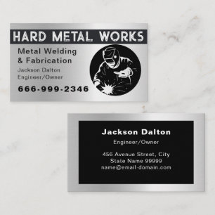 Cartão De Visita Fabricante de Metal Preto Brilhante Profissional