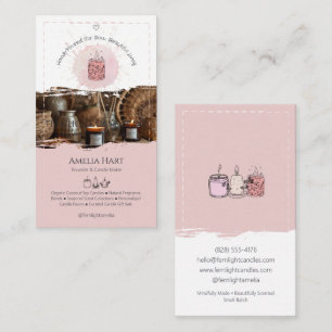 Cartão De Visita Fabricante de Velas Rosadas com Fotografia Persona