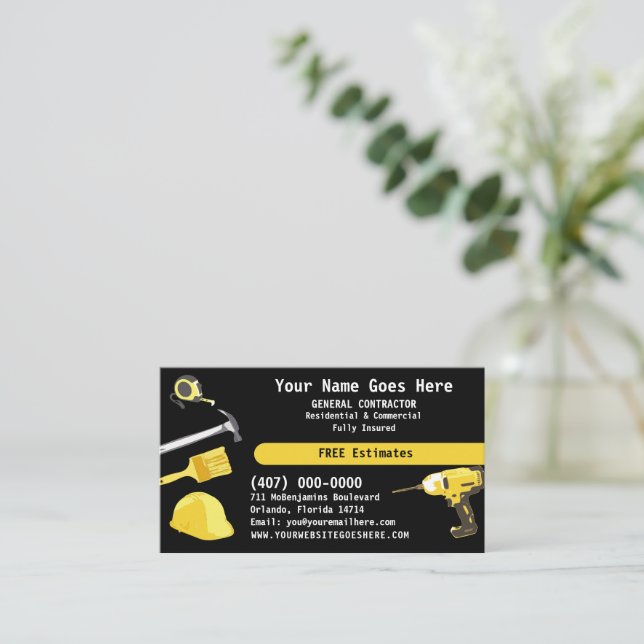 Cartão De Visita Fabricante Geral HandyMan Faça Tudo Barramento Mod (Em pé/Frente)