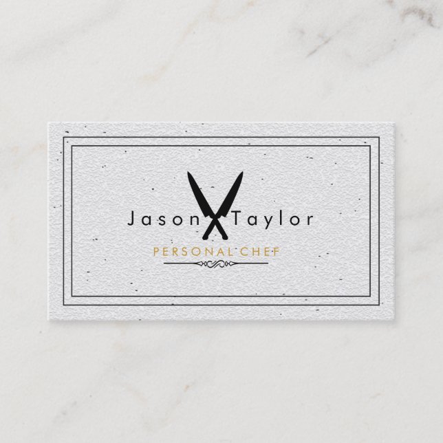 Cartão De Visita Faca Chef Branca de Pedra Troneira de Catering Cru (Frente)