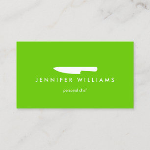 Cartão De Visita Faca Chef em Verde para Catering, Restaurante