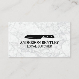Cartão De Visita Faca Culinária Fundo de mármore branco