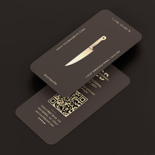 Cartão De Visita Faca de Chef de Cozinha Espresso Moderna Monograma