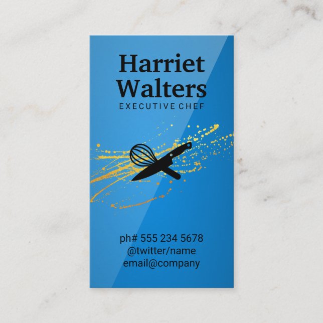Cartão De Visita Faca e Whisk da cozinha do chef executivo (Frente)