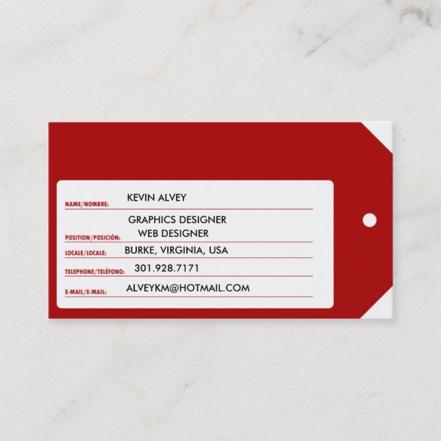 Cartão De Visita Faça-o você mesmo ajuda (Frente)