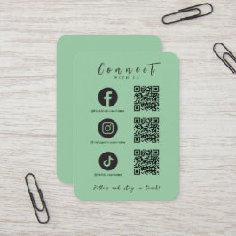 Cartão De Visita Facebook Instagram Tiktok QR Code Mint Green