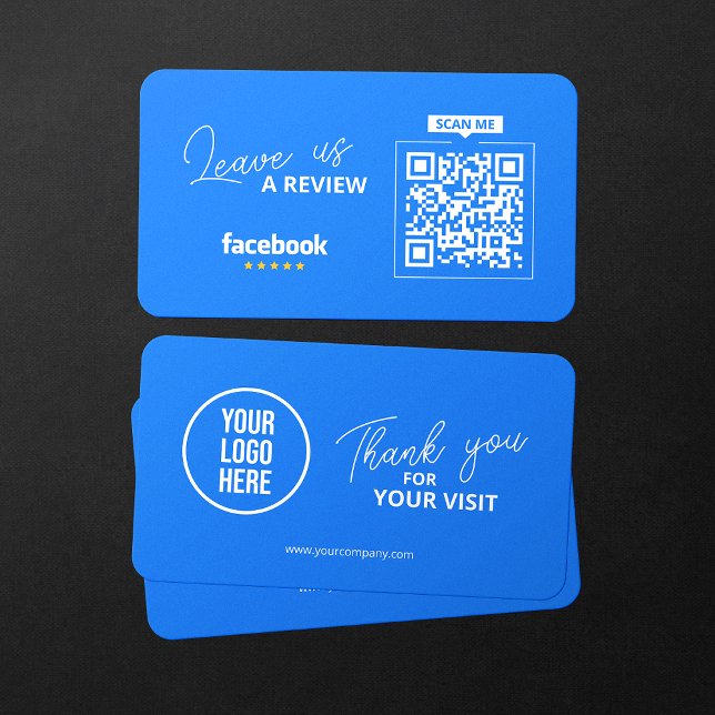 Cartão De Visita Facebook Reviews QR Code Business Review Link (Criador carregado)