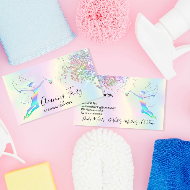 Cartão De Visita Fada de Holografia com Limpeza de Maid (Criador carregado)