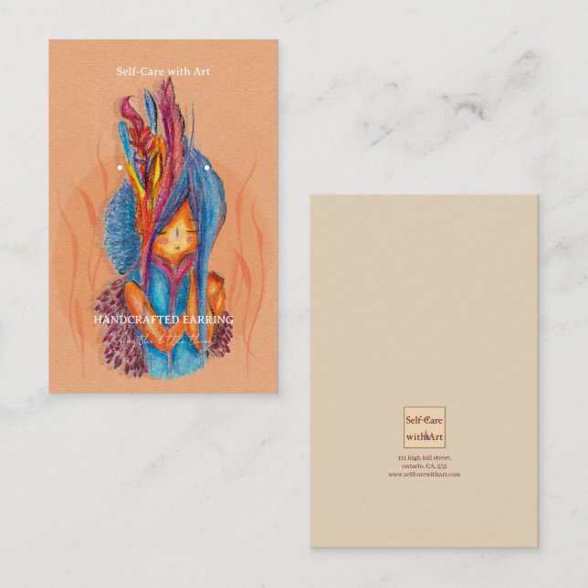 Cartão De Visita Fairy Art Handmade Business Earring Display Card (Frente/Verso)