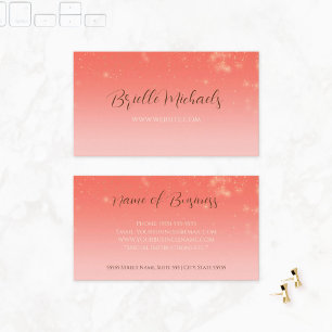 Cartão De Visita Faísca Mínimo Sutil, Rosa Coral Profissional