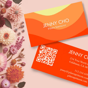 Cartão De Visita Faixa de Curvas Retro Abstrato mínimo Laranja mode